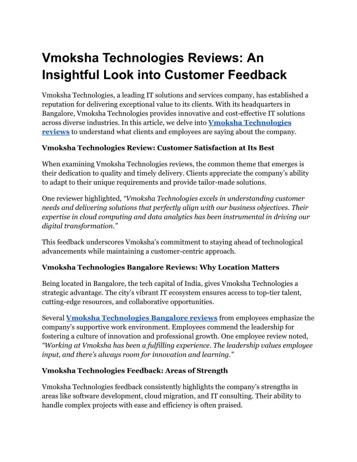 vmoksha technologies reviews an insightful look