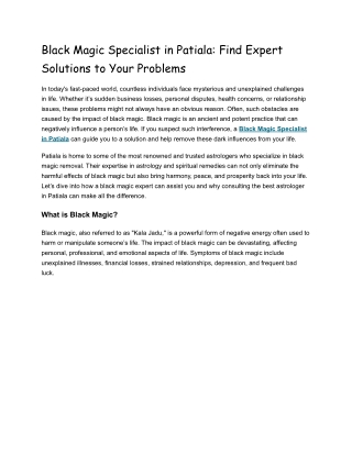 Black Magic Specialist in Patiala_ Find Expert Solutions to Your Problems