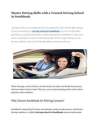 master driving skills with a trusted driving