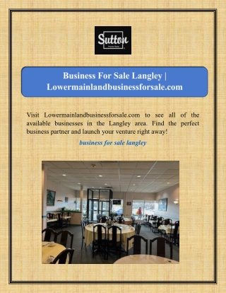 Business For Sale Langley | Lowermainlandbusinessforsale.com