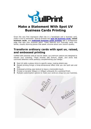 Make a Statement With Spot UV Business Cards Printing