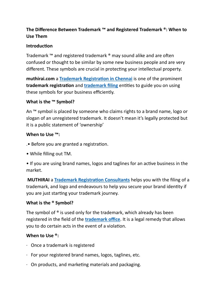 the difference between trademark and registered