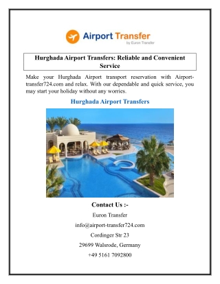 Hurghada Airport Transfers Reliable and Convenient Service
