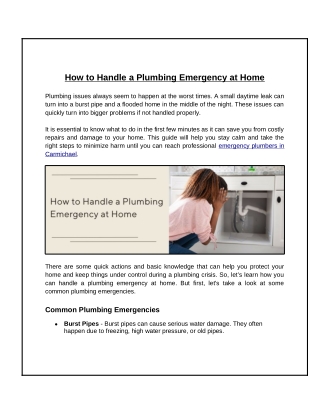 Steps to Take During a Plumbing Emergency at Home