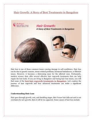 Hair Growth: A Story of Best Treatments in Bangalore