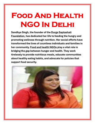 Food And Health NGO In Delhi