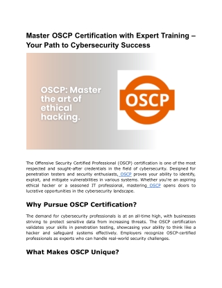 master oscp certification with expert training