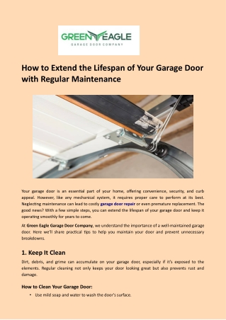 How to Extend the Lifespan of Your Garage Door with Regular Maintenance
