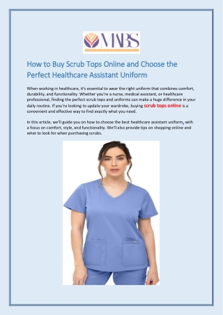 How to Buy Scrub Tops Online and Choose the Perfect Healthcare Assistant Uniform