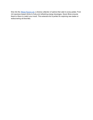 7Brew Flavors List