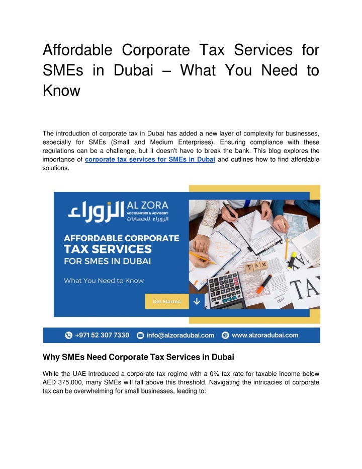 affordable corporate tax services for smes in dubai what you need to know