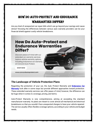 How Do Auto Protect and Endurance Warranties Differ