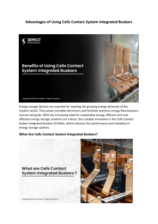 Advantages of Using Cells Contact System Integrated Busbars