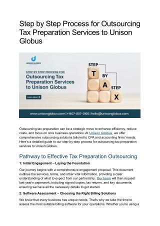 Step by Step Process for Outsourcing Tax Preparation Services to Unison Globus