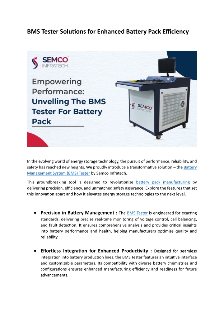 bms tester solutions for enhanced battery pack