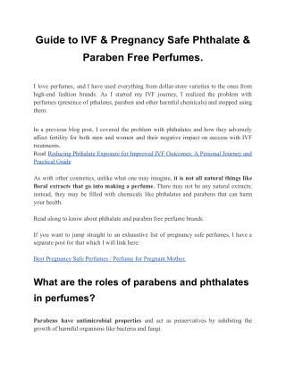 Guide to IVF & Pregnancy Safe Phthalate & Paraben Free Perfumes.