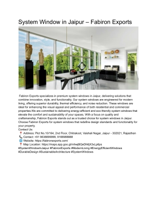 System Window in Jaipur – Fabiron Exports (1)