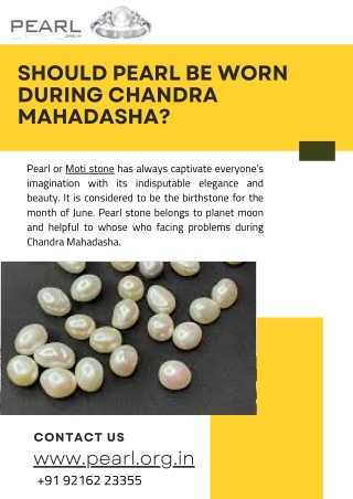 Should Pearl Be Worn During Chandra Mahadasha