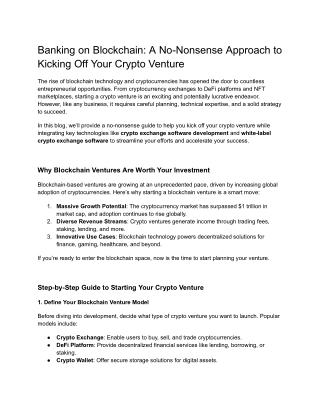 banking on blockchain a no nonsense approach