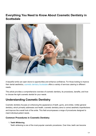 Everything You Need to Know About Cosmetic Dentistry in Scottsdale