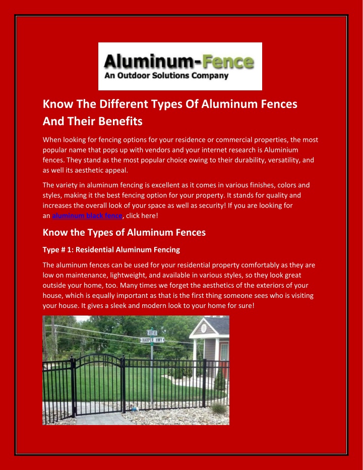 know the different types of aluminum fences