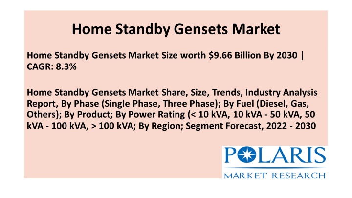 home standby gensets market