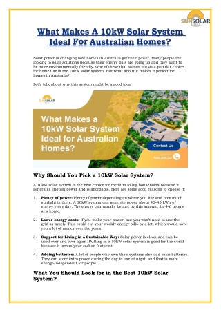 What Makes A 10kW Solar System Ideal For Australian Homes?