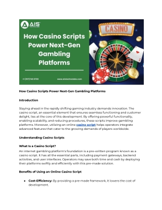 how casino scripts power next gen gambling