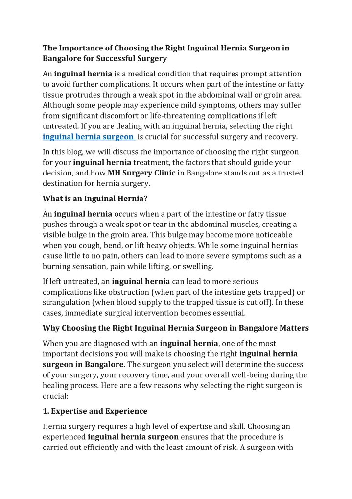 the importance of choosing the right inguinal