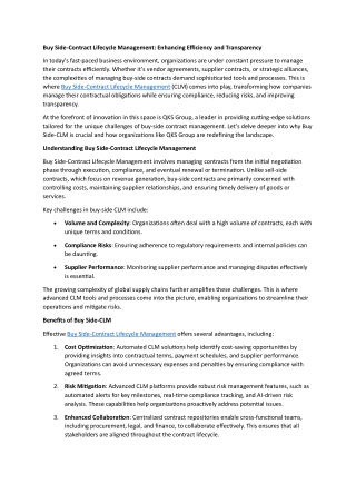 buy side contract lifecycle management enhancing