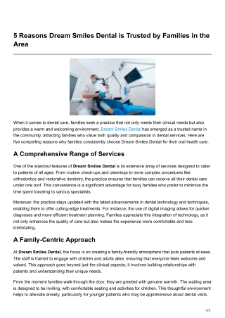 5 Reasons Dream Smiles Dental is Trusted by Families in the Area