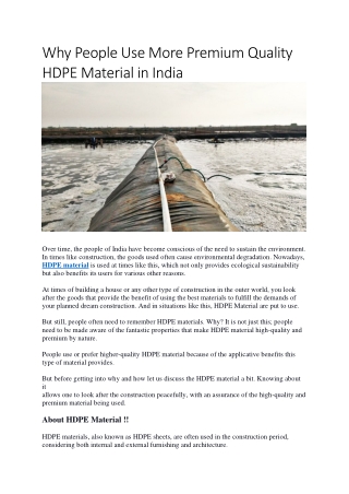 why people use more premium quality hdpe material