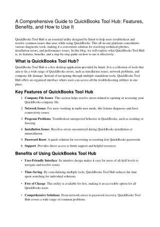 QuickBooks Tool Hub: Features, Benefits & How to Use