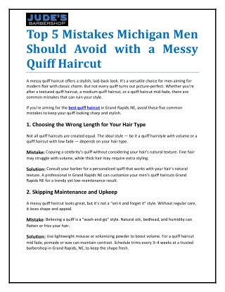 Top 5 Mistakes Michigan Men Should Avoid with a Messy Quiff Haircut