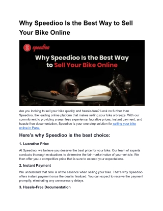 why speedioo is the best way to sell your bike