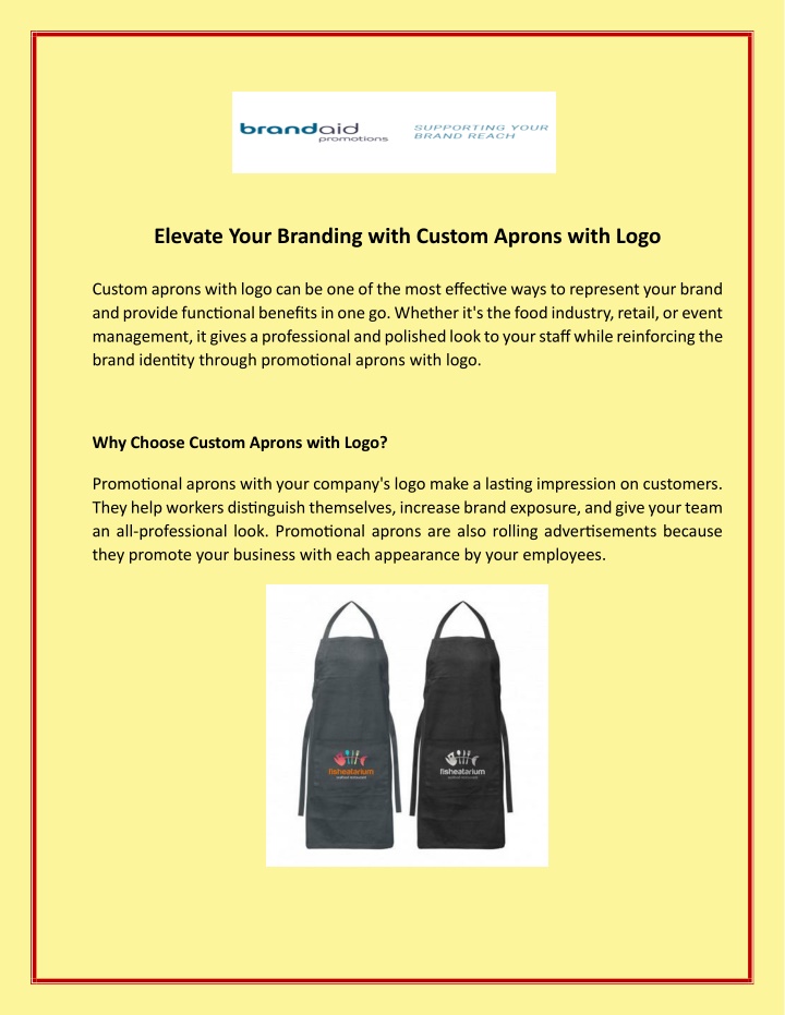 elevate your branding with custom aprons with