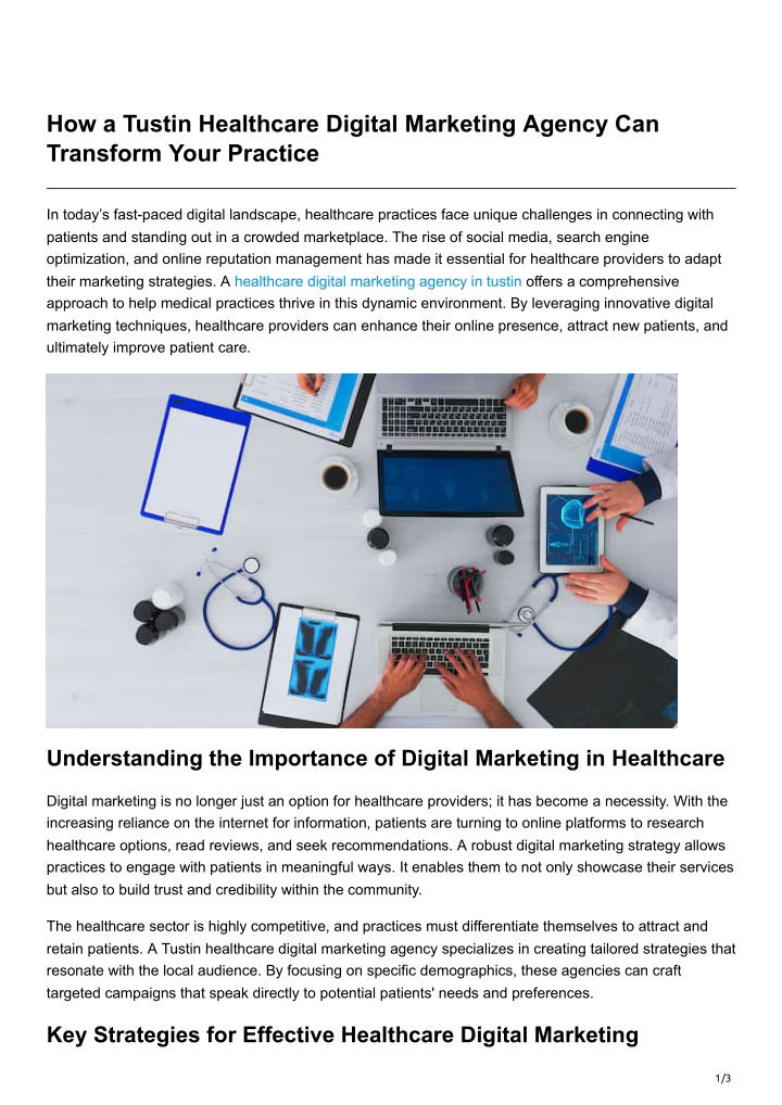 how a tustin healthcare digital marketing agency