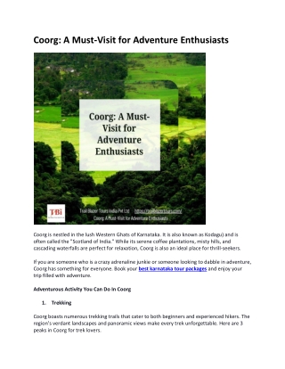 coorg a must visit for adventure enthusiasts