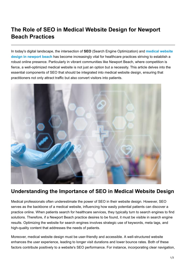 the role of seo in medical website design