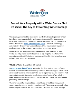 protect your property with a water sensor shut
