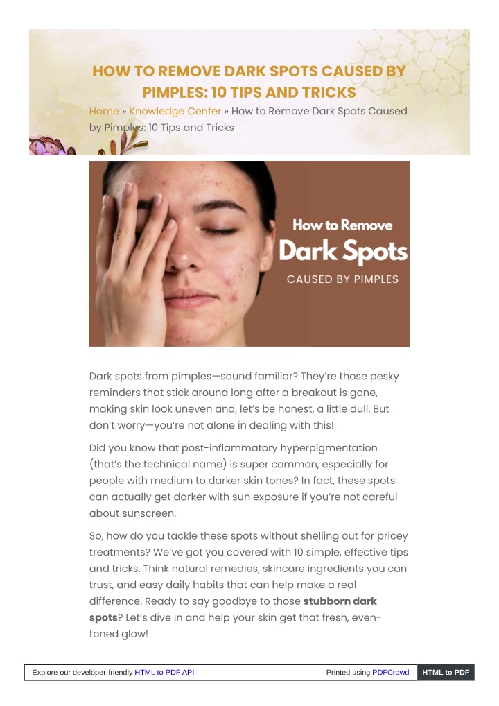 how to remove dark spots caused by pimples