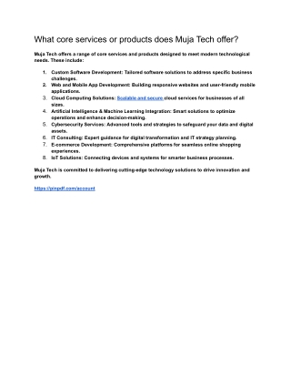 what core services or products does muja tech