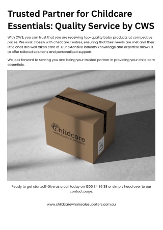 Trusted Partner for Childcare Essentials Quality Service by CWS