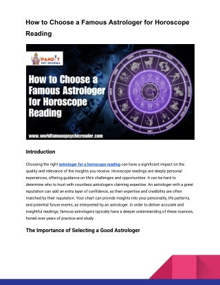 How to Choose a Famous Astrologer for Horoscope Reading