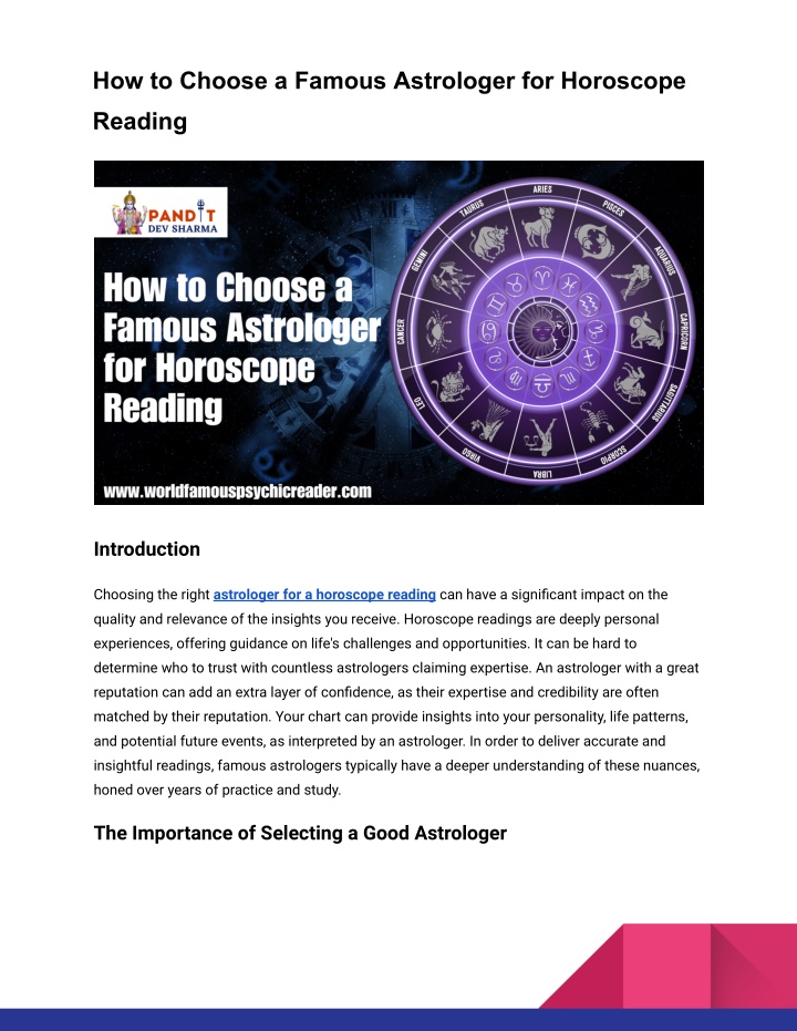 how to choose a famous astrologer for horoscope