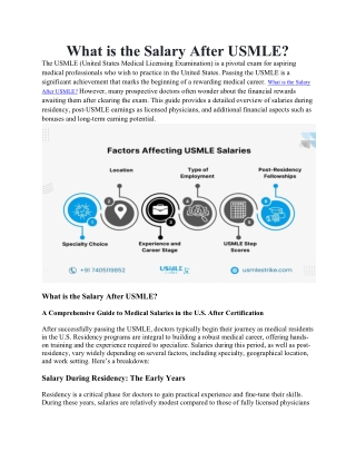 What is the Salary After USMLE