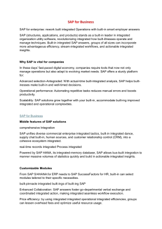 SAP for Business