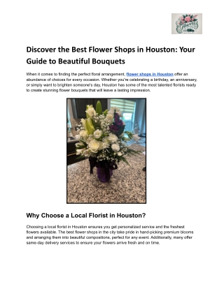 Discover the Best Flower Shops in Houston_ Your Guide to Beautiful Bouquets