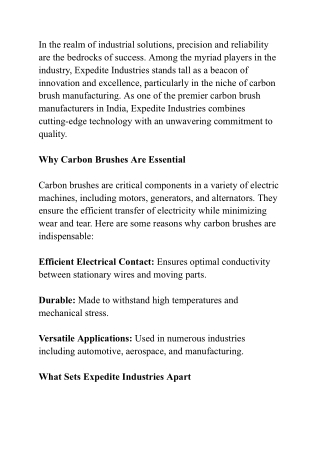 Carbon Brush Manufacturers in India