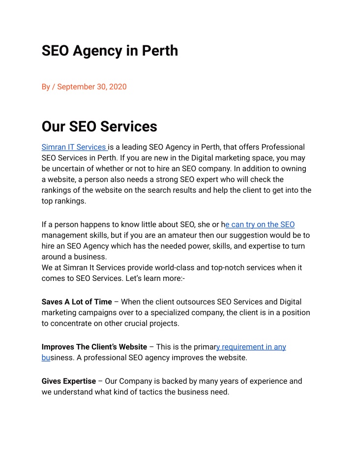 seo agency in perth